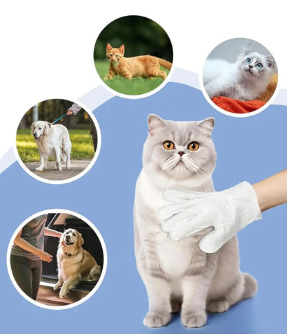 Pet Bath Gloves – Cleaning & Deodorizing Wipes for Dogs and Cats, Perfect Daily Grooming Tool for Pets
